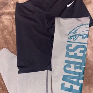 Nike Black and Gray Leggings with Eagles Graphic